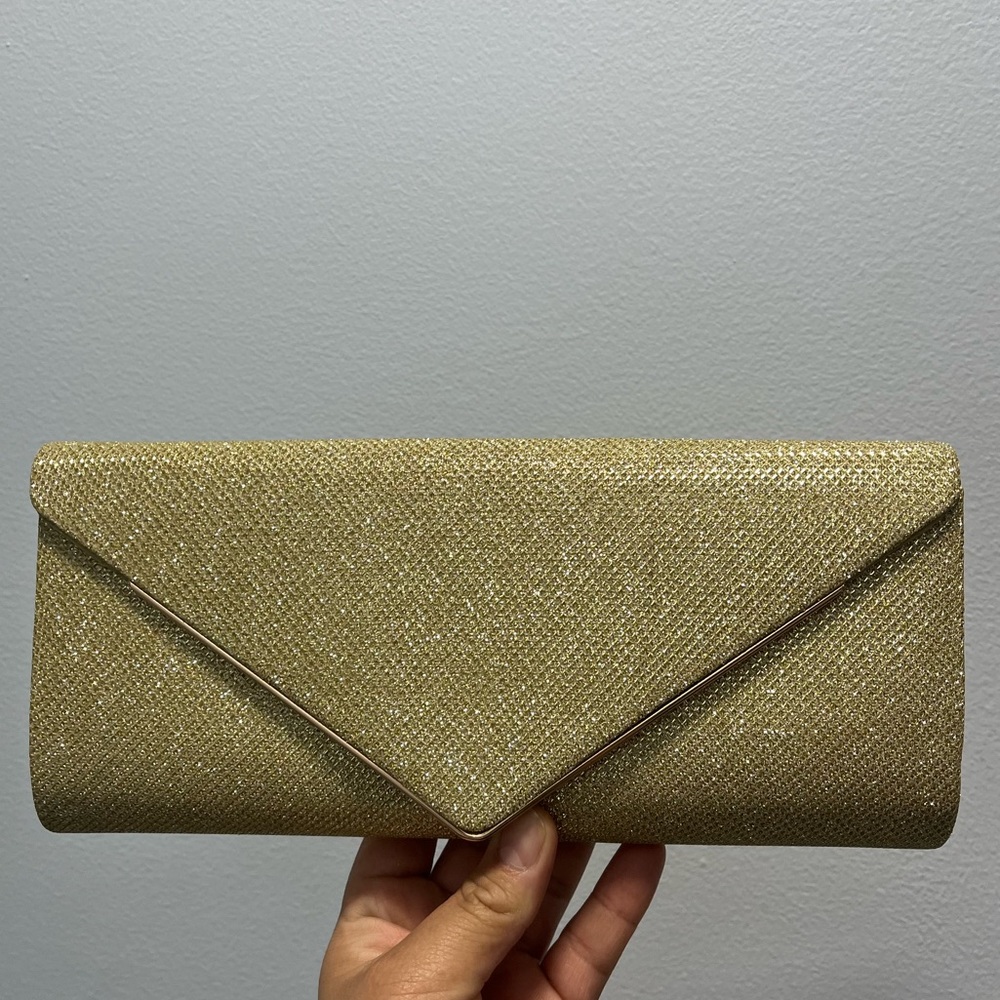 NEW Gold Clutch w/ Detachable Strap